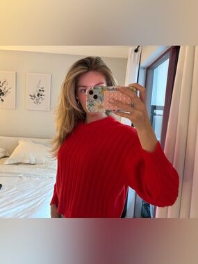 Topshop Red V-Neck Sweater